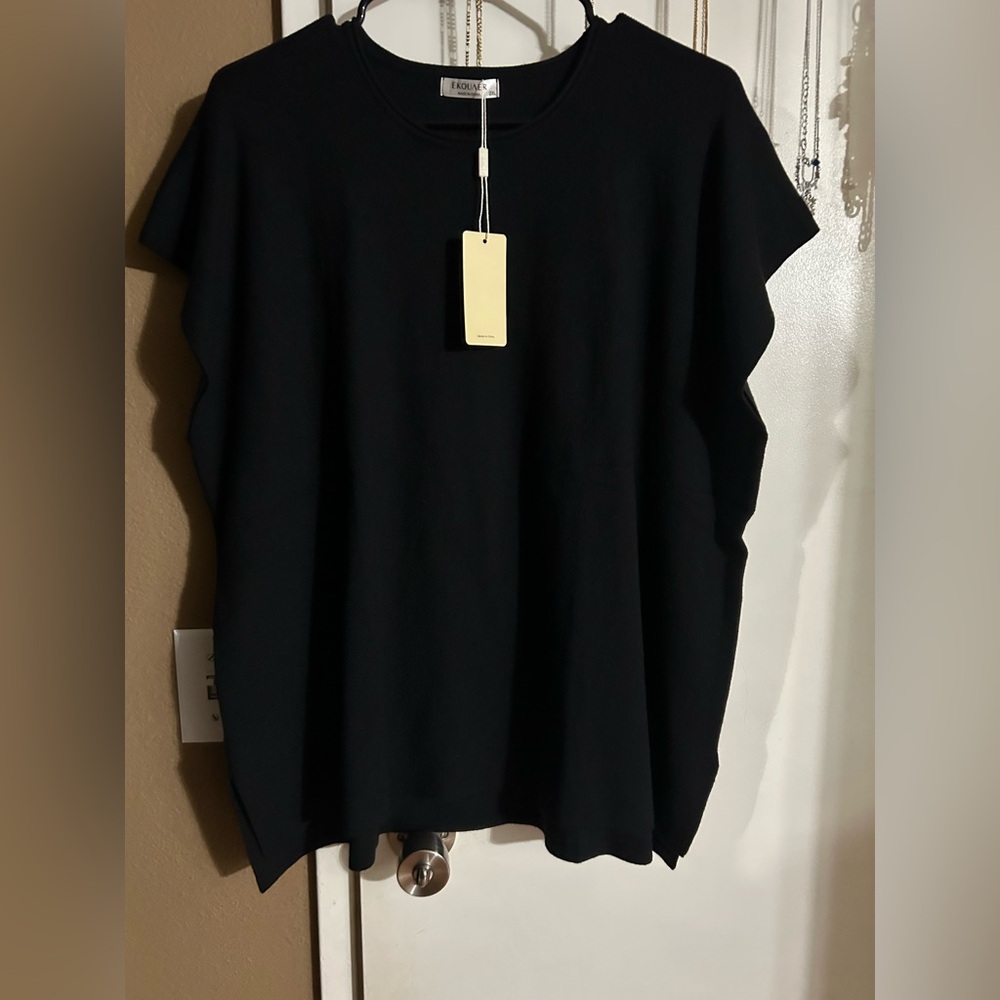 Ekouaer Elegant Black Women's Top